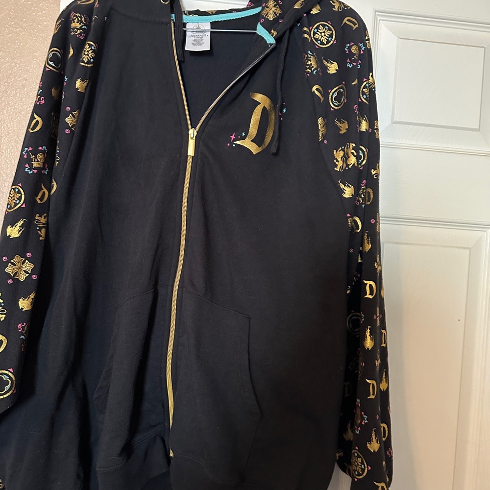 Disney Black Hoodie with Gold Zipper